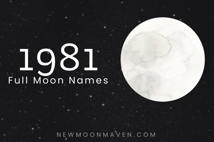 Watercolor image of the moon to list the Full Moon Names 1981