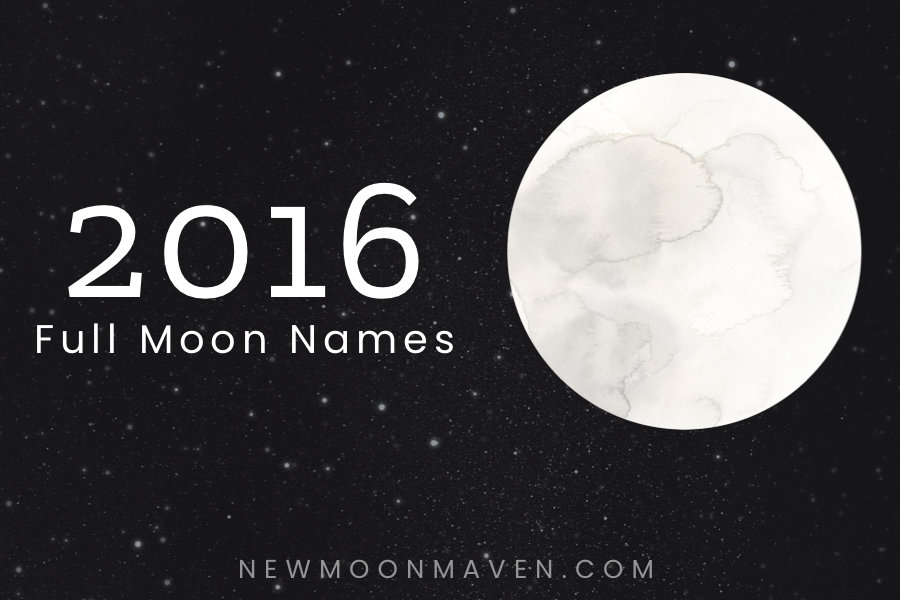 Watercolor image of the moon to list the Full Moon Names 2016