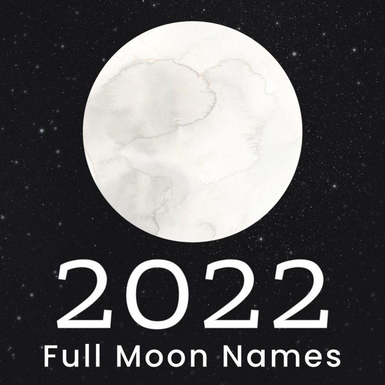 Watercolor image of the moon to list the Full Moon Names 2022