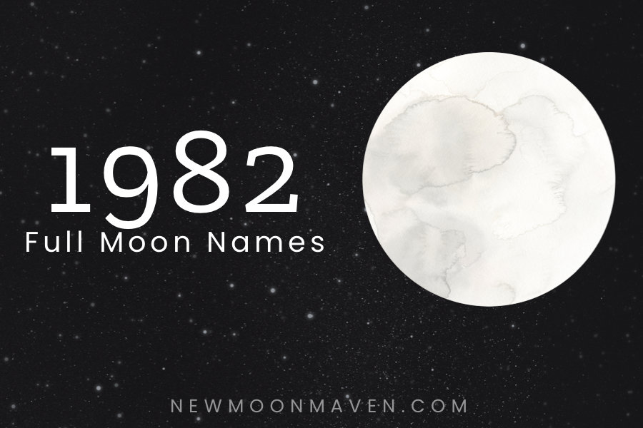 Watercolor image of the moon to list the Full Moon Names 1982